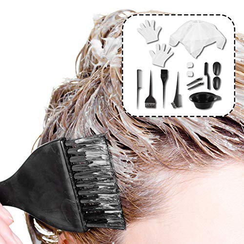 Beaupretty 11 pcs saç boyası Fırça ve kase Seti Saç Rengi Fırça karıştırma Kase Kiti kulak koruyucu Berber Pelerin Eldiven Saç