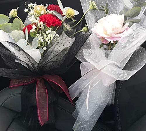 BBJ Çiçek ambalaj kağıdı Rulo Çiçek Malzemeleri için Taze Çiçekler Dotes Örgü Çiçekçi Buket Ambalaj, 20 İnchx 10 Yard (Beyaz)