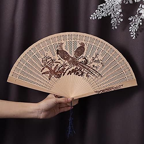 ESH7 Çin Ahşap Katlanır Fan + El Fan Standı Kokulu Kişiselleştirilmiş Sülün Ahşap Sandal Ağacı Fan Ev Dekorasyon için
