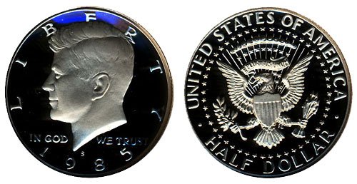 1985 S Mücevher Kanıtı Kennedy Yarım Dolar ABD Parası 1/2 DCAM ABD Nane