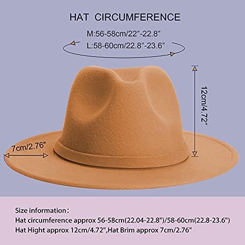 SAJUZEN Bayan ve Erkek Fötr Şapkalar, Kadın Erkek için İki Ton Geniş Kenarlı Fötr Şapkalar