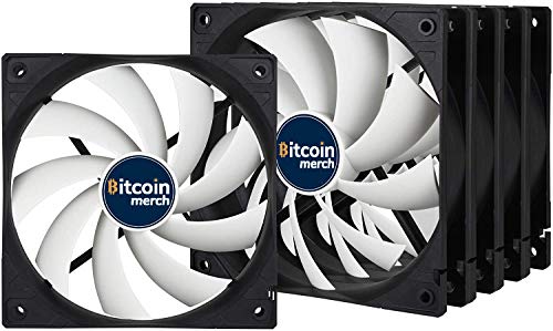 BitcoinMerch.com -5X 120 mm GPU Madencilik Kasa Fanı, Beş Paket, Düşük Gürültü, Fan Hızı: 1350 RPM - Siyah / Beyaz