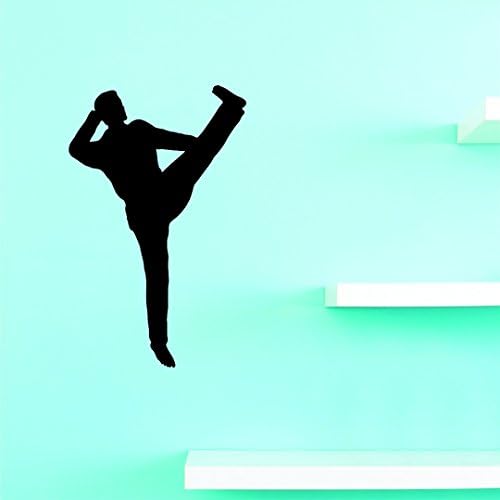 Tasarım ıle Vinil JER 186 1 Karate Kicking MMA Takım Sporları Kız Erkek Çocuklar Vinil Duvar Çıkartması Sticker, 10 x 20, Siyah