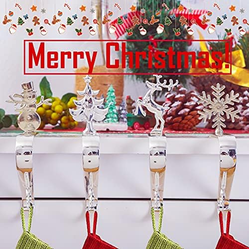 EOSRAY Noel Stocking Tutucu Standı [4 Set] Kaymaz Noel Stocking Sahipleri için Manto Gümüş Kar Tanesi Santa Stocking Sahipleri