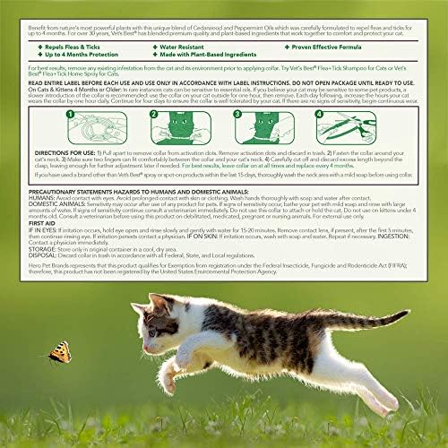 Kediler için Veterinerin En İyi Pire ve Kene Kovucu Yaka| Haşere Kovucu Kedi Yaka | Sertifikalı Doğal Yağlarla Kedi Pire ve Kene