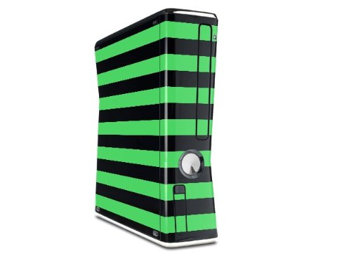XBOX 360 Slim Dikey için Çizgili Yeşil Çıkartma Stili Cilt (OEM Ambalaj)