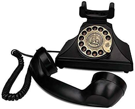 MYYINGBIN Siyah Döner Dial Telefon Retro Sabit Telefonlar ile Klasik Metal Kapı Zili Kablolu Telefon ile Hoparlör, Siyah