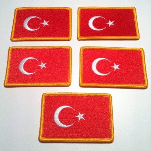 5 Türkiye Bayrağı Işlemeli Yama Kanca & Döngü ıle Seyahat Moral Yurtsever MC Biker Omuz Altın Sınır Amblem 4