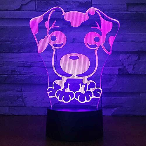 WZMDHB 3D Optik Illusion Gece Lambası Köpek Desen Görsel Yaratıcı Led Masa Lambası Uzaktan Kumanda ile 16 Renk Değişimi USB Powered