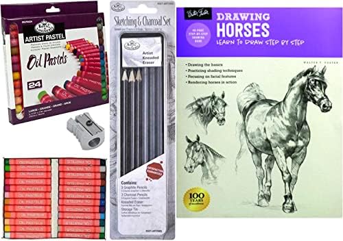 Atlar Çizim Stüdyosu Eskiz Paketi / Kalemler / Silgi/Kömür / Renk At Başyapıtlarından Sanat (Resimli) Yaratıcı Kitap ve Pastel