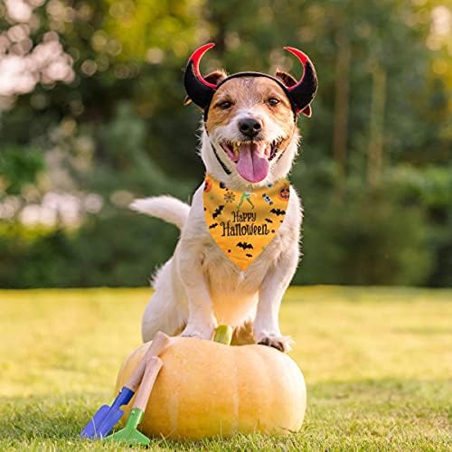 Yicostar Cadılar Bayramı Köpek Bandanalar, 2 Paket Kabak Geri Dönüşümlü Köpek Bandanalar Üçgen Önlükler Pet Eşarp Aksesuarları