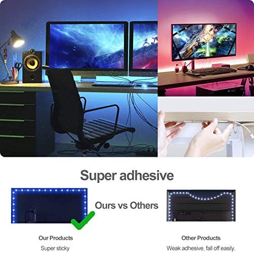 GLEHOME USB Powered, 9.84 ft (3 m, 90 LEDs) renk değiştirme RGB 5050 LED şerit ışıklar için 55 ila 75 inç TV arka ışık ile uzaktan,