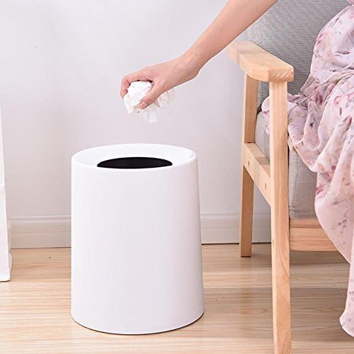 XZRWYB Plastik çöp kovaları Moda Yaratıcı Çift Katmanlı Hiçbir Kapak çöp tenekesi Oturma Odası Yatak Odası Banyo Ofis için, beyaz