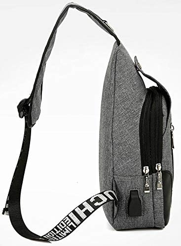 Ffox erkek açık rahat göğüs çanta çok fonksiyonlu USB Sling sırt çantası Crossbody omuz çantaları