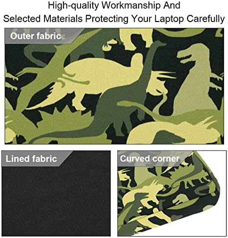 Yeşil Ordu Camo Dinozor Desen Laptop çantası 14.5 İnç Evrak Çantası Laptop omuz askılı çanta Laptop Taşıma çantası Bilgisayar