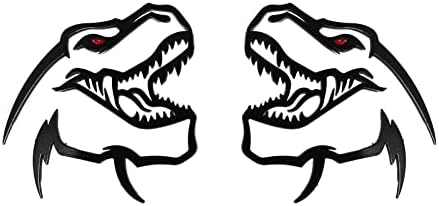 Shenwinfy 2 Pcs Dinozor T-Rex TRX Amblem için RAM 1500 2500 3500 Şarj Challenger (Siyah kırmızı Göz)