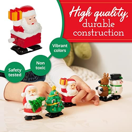 Prextex Noel Clockwork Oyuncaklar Çocuklar ve Yetişkinler için-Noel Baba Noel Ağacı Geyik ve Kardan Adam Clockwork Çorap Stuffers