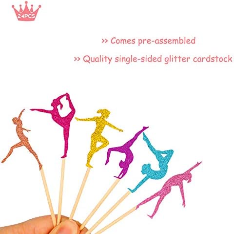 Jimnastik Cupcake Topper Jimnastikçi Temalı Kek Gıda Meyve Tatlı Meze Seçtikleri Kız Doğum Günü Parti Malzemeleri Renkli Glitter