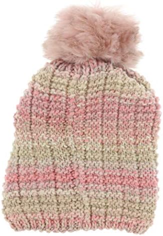 Antonio kadın Kış Örme Polar Astarlı Faux Kürk Pom Pom Beanie Şapka