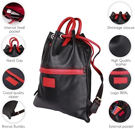 IBRAL hakiki deri Sırt Çantası çanta / Fas İpli çanta, cinch çuval çanta Prim El Yapımı Ürün, düz çanta yoga sırt çantası kova