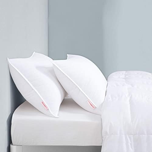HOMBYS Yumuşak Kaz Tüyleri, Kaz Tüyü ve Polyester Dolgu Yatak Yastıklar Eklemek için Uyku, 100 % Pamuk Kapak, 3 Katmanlar Tasarım
