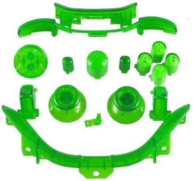 Denetleyiciniz için Xbox 360 Şeffaf Yeşil Tam Parça Seti (Başparmak Çubukları, D-pad, Düğmeler, Tetikleyiciler, Tamponlar, Alt