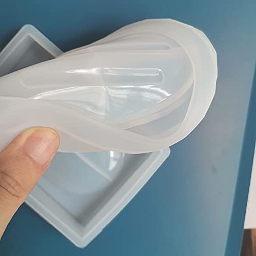 2 PCS sabunluk Silikon Kare ve Oval sabun kutusu Drenaj Delikleri ile Reçine Kalıp Epoksi Silikon Döküm Tepsi Kalıpları için