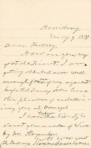 Simon Cameron-İmzalı İmza Mektubu 05/07/1889