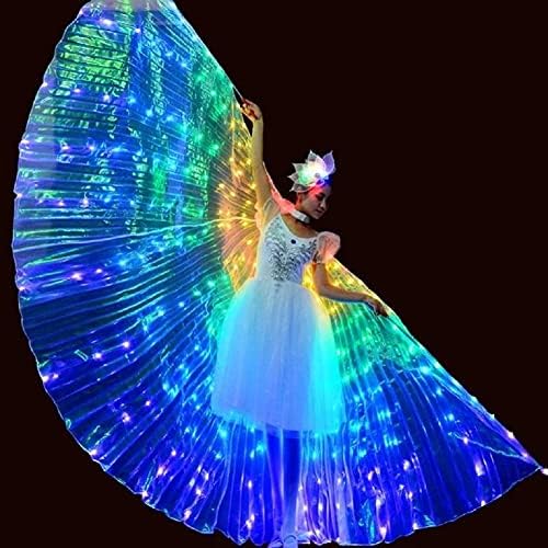 YOUDırect LED Oryantal Dans Kanatları Kızlar Teleskopik Sopa ile Renkli Kelebek Kanatları