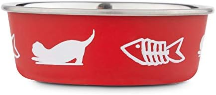 Petco Marka-Harmony Balık Severlerin Kaymaz Paslanmaz Çelik Kırmızı Kedi Kasesi, 1 Bardak, Standart