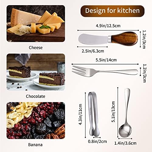 14 Adet Peynir Serpme Seti, Paslanmaz Çelik Tereyağı Bıçağı, Mini Maşa, Servis Kaşığı ve Çatal, Peynir, Tereyağı, Reçel için