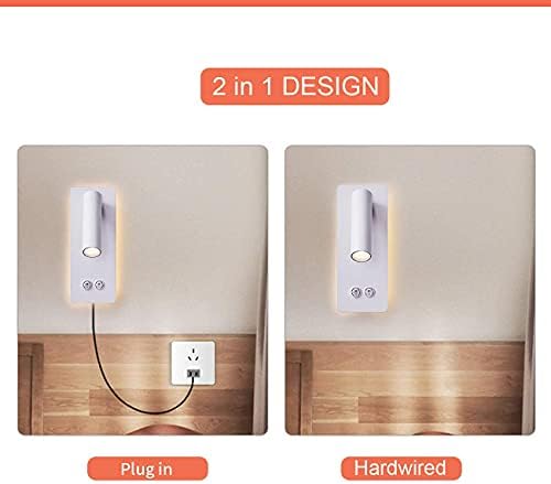 Aplikleri duvar aydınlatma 2 Set Plug in duvar aplik yatak odası için LED duvara monte okuma ışıkları ayarlanabilir 3 W spot