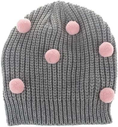 CHUANGLİ Kış Çocuk Örme Şapka Küçük Topları ile Tığ Şapka Moda Skullies Beanies