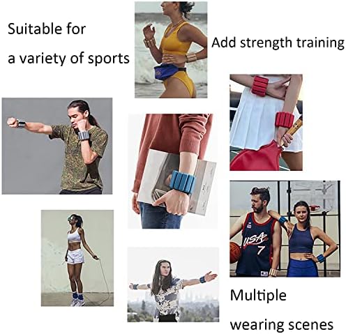 Kadınlar ve Erkekler için Ayarlanabilir Bilek ve Ayak Bileği Ağırlıkları, 2 Set (Her Biri 1 lb), Giyilebilir Kuvvet Antrenmanı