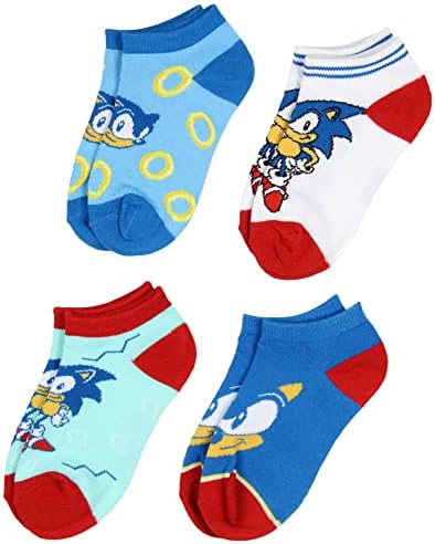 Sega Sonic Kirpi Erkek Gençlik Ayak Bileği Çorap No-Show Çocuk Video Oyunu 4 Çift