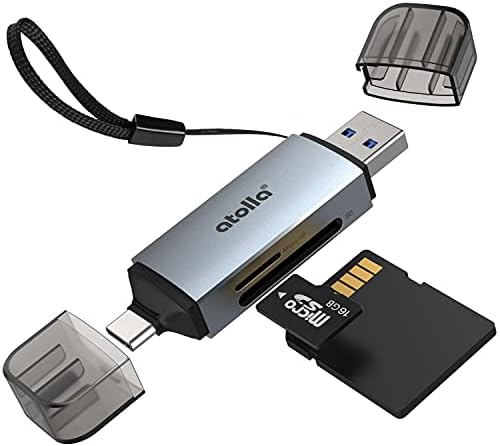 Atolla SD Kart Okuyucu, USB 3.0 + USB Tip C Hafıza Kartı Okuyucu, MacBook Air/Pro, iPad Pro 2020, Samsung Galaxy S21, Dell XPS