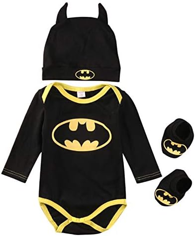 Yenidoğan Toddler Bebek Erkek Giysileri Romper Bodysuit Tulum + Şapka Batman Kıyafetler Yaz Set 0-24 Ay