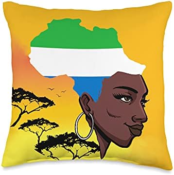 Sierra Leonian Ev Sierra Leone Hediyeler Leoner Leoner Kraliçe Siyah Geçmişi Ay Sierra Leone Afrika Atmak Yastık, 16x16, Renkli