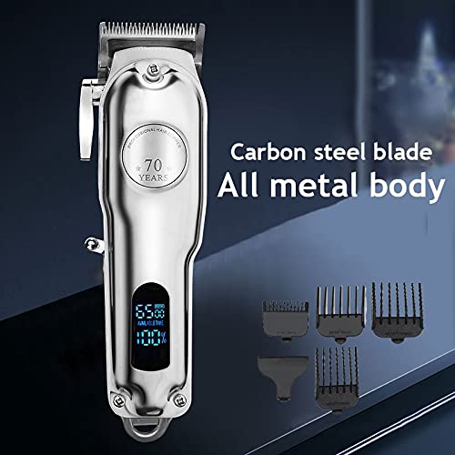 Saç Kesme Aleti, Saç Kesme Makinesi Karbon Çelik Bıçak Tüm Metal Gövde Profesyonel Düzeltici Kuaför Şarj Edilebilir Elektrikli