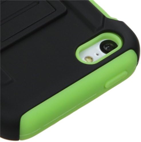 Apple iPhone 5C için Asmyna Araba Zırh Standı Kauçuk Koruyucu Kapak-Perakende Ambalaj-Siyah / Elektrik Yeşili