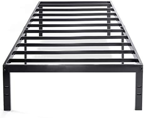 En iyi Fiyat-Yatak 14 İnç Metal Platform Yatağı, Ağır Hizmet Tipi Çelik Çıtalar, Kutu Yay Gerekmez, Kolay Montaj, Siyah, İkiz