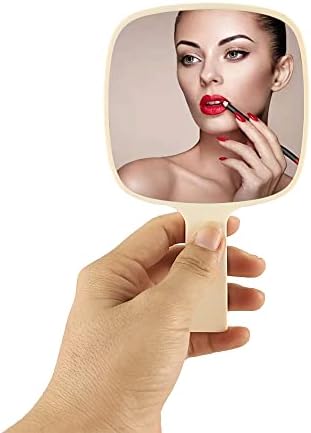 El Ayna Kolu Ayna Güzellik Salonu için El Ayna Tasarım Makyaj Hairstyling için Taşınabilir Ayna Aracı ile Kolu (Beyaz)
