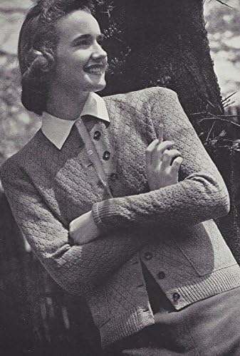 Vintage Örgü DESEN yapmak için-40s Elmas Desen Hırka Kısa Örgü Ceket. DEĞİL bitmiş bir madde. Bu, yalnızca öğeyi yapmak için