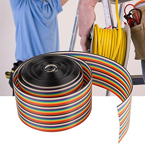 Jopwkuin Şerit Kablo, 40 P Gökkuşağı Şerit Kablo Tel Yalıtımlı Bakır Sağlam Genişliği 5.08 cm IDC için Elektrik ve Ekipman Aletleri