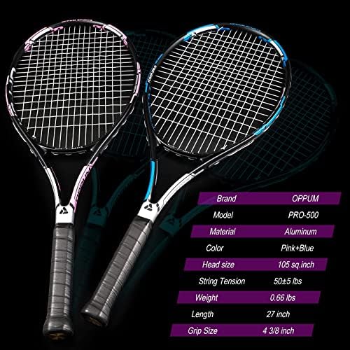 Tenis Raketi 27 inç Tenis Raketi Yetişkinler için 2 Paket Öğrenci Kadınlar ve Erkekler Acemi OPPUM Profesyonel Eğitim Tenis Raketleri