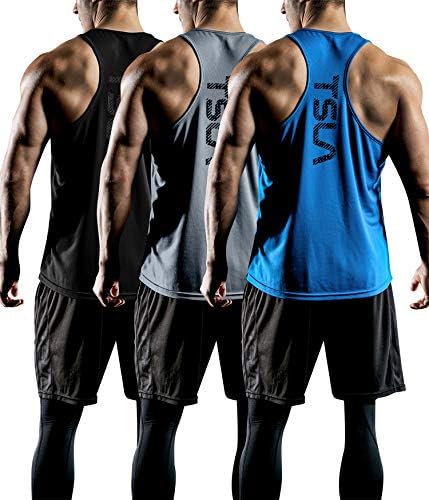 TSLA 3 Paket erkek Kuru Fit Y-Geri Kas Egzersiz Tank Tops, Atletik Eğitim Spor Tank Top, kolsuz Vücut Geliştirme Gömlek