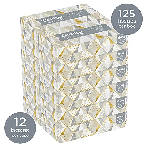 Kleenex Professional Facial Tissue for Business (03076), Düz Doku Kutuları, 12 Kutu / Kolaylık Çantası, 125 Doku / Kutu, 1,500