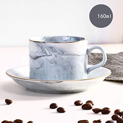 Tabaklar ve Metal Standlı XJAXY Espresso Bardakları Porselen Fincan ve Tabağı Seti, Kahve Cappuccino Latte ve 4'lü Çay Seti için