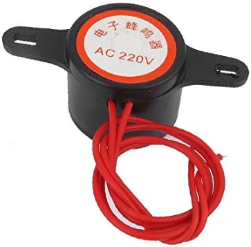 X-DREE Siyah Konut AC 220 V 2 Tel Endüstriyel Alarm Süreksiz Ses Buzzer 105dB (Carcasa negra AC 220 V 2 hilos Alarma endüstriyel