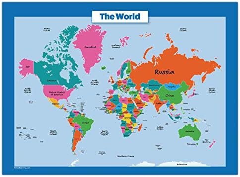 3 Paket - Çocuklar için ABD ve Dünya Haritası + Öğrenme Duyguları Poster Seti (Lamine, 18 x 24)